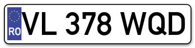Placuta inmatriculare numar auto  VL-378-WQD, VL 378 WQD, VL378WQD