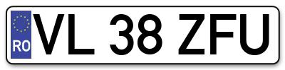 Placuta inmatriculare numar auto  VL-38-ZFU, VL 38 ZFU, VL38ZFU