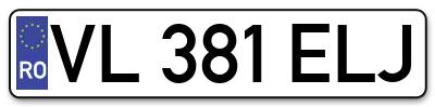 Placuta inmatriculare numar auto  VL-381-ELJ, VL 381 ELJ, VL381ELJ