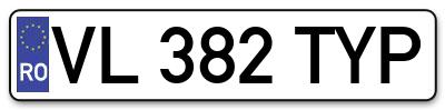Placuta inmatriculare numar auto  VL-382-TYP, VL 382 TYP, VL382TYP