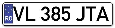 Placuta inmatriculare numar auto  VL-385-JTA, VL 385 JTA, VL385JTA