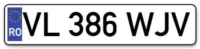 Placuta inmatriculare numar auto  VL-386-WJV, VL 386 WJV, VL386WJV