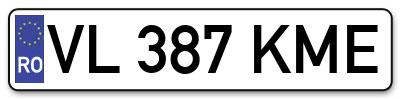 Placuta inmatriculare numar auto  VL-387-KME, VL 387 KME, VL387KME
