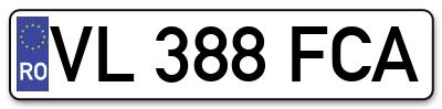 Placuta inmatriculare numar auto  VL-388-FCA, VL 388 FCA, VL388FCA