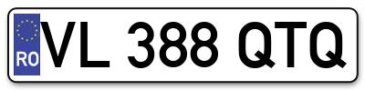Placuta inmatriculare numar auto  VL-388-QTQ, VL 388 QTQ, VL388QTQ
