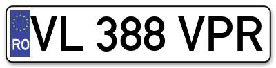 Placuta inmatriculare numar auto  VL-388-VPR, VL 388 VPR, VL388VPR