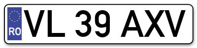 Placuta inmatriculare numar auto  VL-39-AXV, VL 39 AXV, VL39AXV
