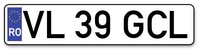 Placuta inmatriculare numar auto  VL-39-GCL, VL 39 GCL, VL39GCL