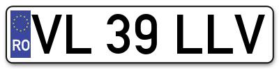 Placuta inmatriculare numar auto  VL-39-LLV, VL 39 LLV, VL39LLV