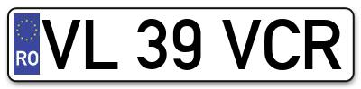 Placuta inmatriculare numar auto  VL-39-VCR, VL 39 VCR, VL39VCR