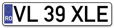 Placuta inmatriculare numar auto  VL-39-XLE, VL 39 XLE, VL39XLE