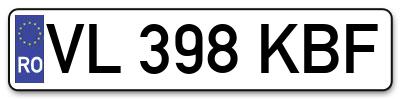 Placuta inmatriculare numar auto  VL-398-KBF, VL 398 KBF, VL398KBF