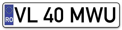 Placuta inmatriculare numar auto  VL-40-MWU, VL 40 MWU, VL40MWU