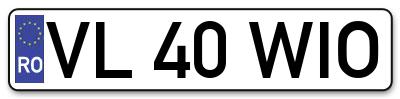 Placuta inmatriculare numar auto  VL-40-WIO, VL 40 WIO, VL40WIO
