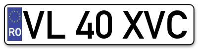 Placuta inmatriculare numar auto  VL-40-XVC, VL 40 XVC, VL40XVC