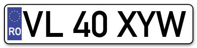 Placuta inmatriculare numar auto  VL-40-XYW, VL 40 XYW, VL40XYW