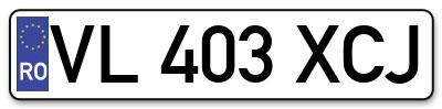 Placuta inmatriculare numar auto  VL-403-XCJ, VL 403 XCJ, VL403XCJ