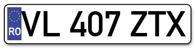 Placuta inmatriculare numar auto  VL-407-ZTX, VL 407 ZTX, VL407ZTX