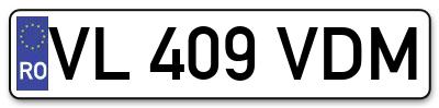 Placuta inmatriculare numar auto  VL-409-VDM, VL 409 VDM, VL409VDM