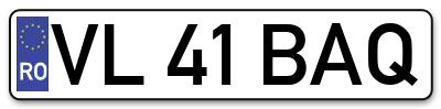 Placuta inmatriculare numar auto  VL-41-BAQ, VL 41 BAQ, VL41BAQ