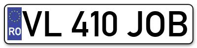 Placuta inmatriculare numar auto  VL-410-JOB, VL 410 JOB, VL410JOB
