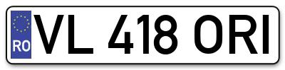 Placuta inmatriculare numar auto  VL-418-ORI, VL 418 ORI, VL418ORI