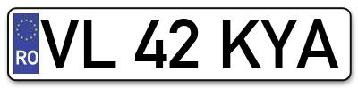 Placuta inmatriculare numar auto  VL-42-KYA, VL 42 KYA, VL42KYA
