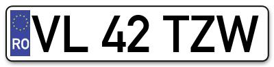 Placuta inmatriculare numar auto  VL-42-TZW, VL 42 TZW, VL42TZW