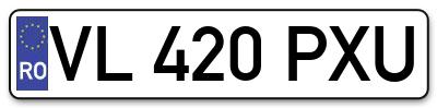 Placuta inmatriculare numar auto  VL-420-PXU, VL 420 PXU, VL420PXU
