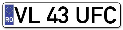 Placuta inmatriculare numar auto  VL-43-UFC, VL 43 UFC, VL43UFC