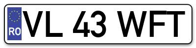Placuta inmatriculare numar auto  VL-43-WFT, VL 43 WFT, VL43WFT