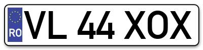 Placuta inmatriculare numar auto  VL-44-XOX, VL 44 XOX, VL44XOX