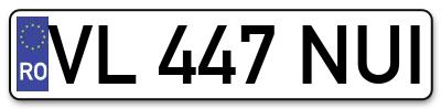 Placuta inmatriculare numar auto  VL-447-NUI, VL 447 NUI, VL447NUI