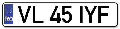 Placuta inmatriculare numar auto  VL-45-IYF, VL 45 IYF, VL45IYF