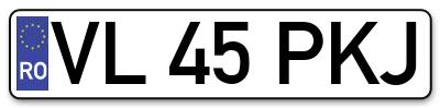 Placuta inmatriculare numar auto  VL-45-PKJ, VL 45 PKJ, VL45PKJ