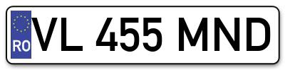 Placuta inmatriculare numar auto  VL-455-MND, VL 455 MND, VL455MND
