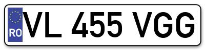 Placuta inmatriculare numar auto  VL-455-VGG, VL 455 VGG, VL455VGG