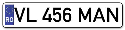 Placuta inmatriculare numar auto  VL-456-MAN, VL 456 MAN, VL456MAN