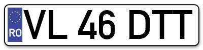 Placuta inmatriculare numar auto  VL-46-DTT, VL 46 DTT, VL46DTT