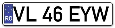 Placuta inmatriculare numar auto  VL-46-EYW, VL 46 EYW, VL46EYW