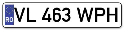 Placuta inmatriculare numar auto  VL-463-WPH, VL 463 WPH, VL463WPH