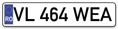Placuta inmatriculare numar auto  VL-464-WEA, VL 464 WEA, VL464WEA