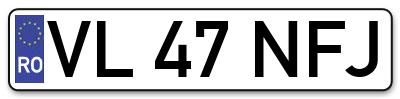 Placuta inmatriculare numar auto  VL-47-NFJ, VL 47 NFJ, VL47NFJ