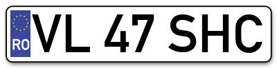 Placuta inmatriculare numar auto  VL-47-SHC, VL 47 SHC, VL47SHC