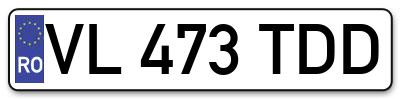 Placuta inmatriculare numar auto  VL-473-TDD, VL 473 TDD, VL473TDD