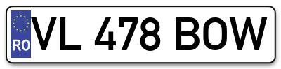 Placuta inmatriculare numar auto  VL-478-BOW, VL 478 BOW, VL478BOW