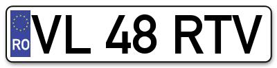 Placuta inmatriculare numar auto  VL-48-RTV, VL 48 RTV, VL48RTV