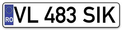 Placuta inmatriculare numar auto  VL-483-SIK, VL 483 SIK, VL483SIK