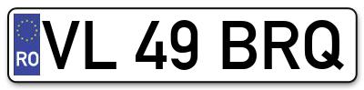 Placuta inmatriculare numar auto  VL-49-BRQ, VL 49 BRQ, VL49BRQ