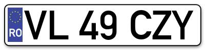 Placuta inmatriculare numar auto  VL-49-CZY, VL 49 CZY, VL49CZY